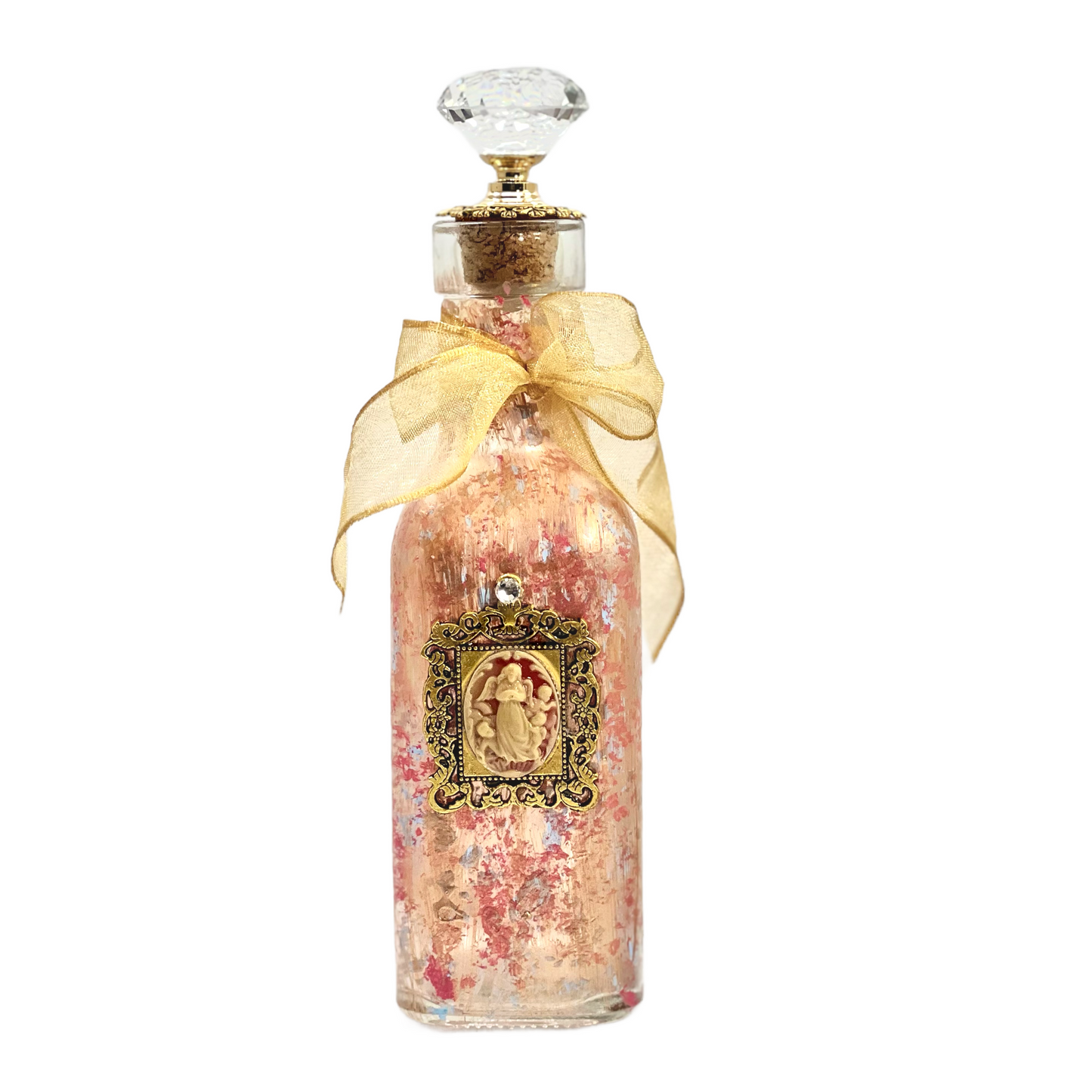 Guardian Angel Holy Water Bottle, Large Pink & Gold