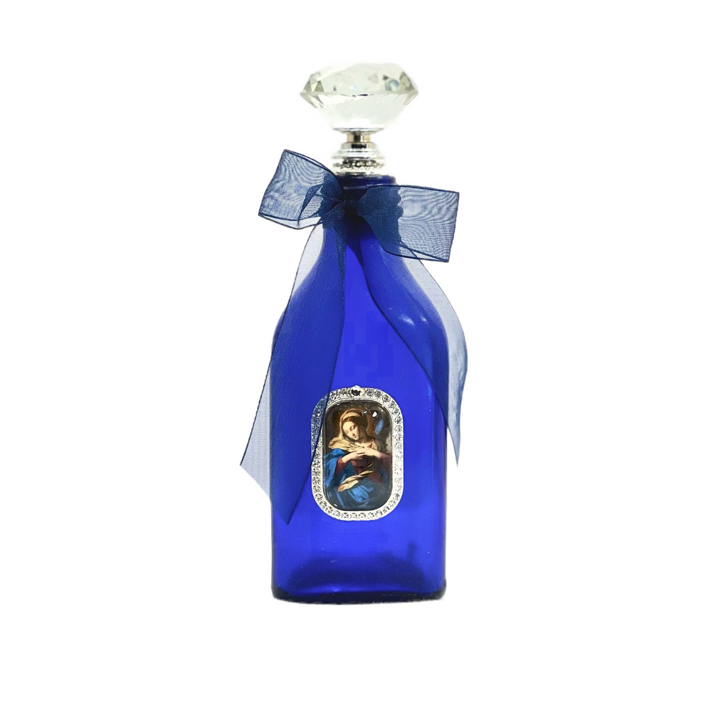 Blessed Mother Holy Water Bottle, Large, Cobalt Blue