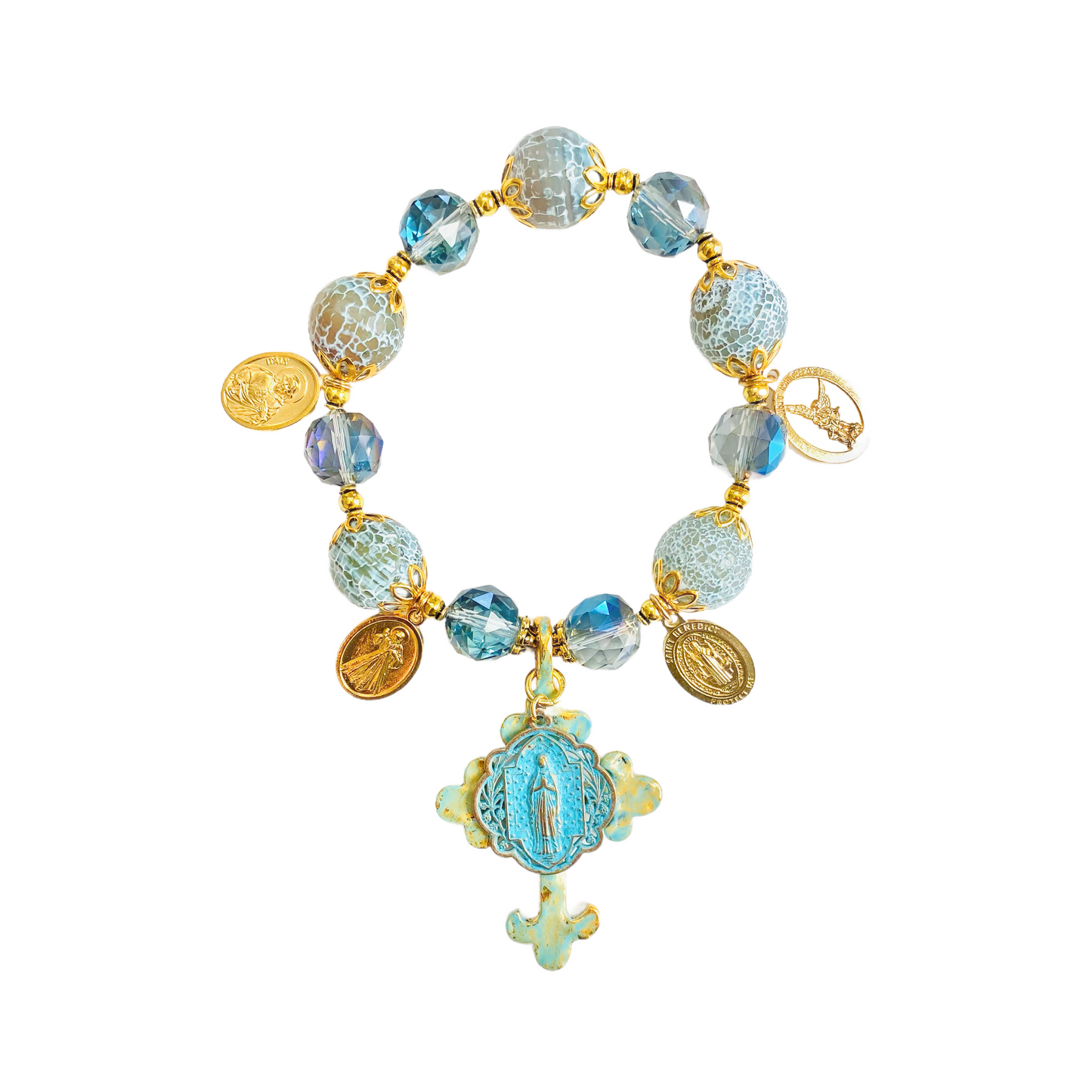 Our Lady of Lourdes Door Blessing, Turquoise & Gold