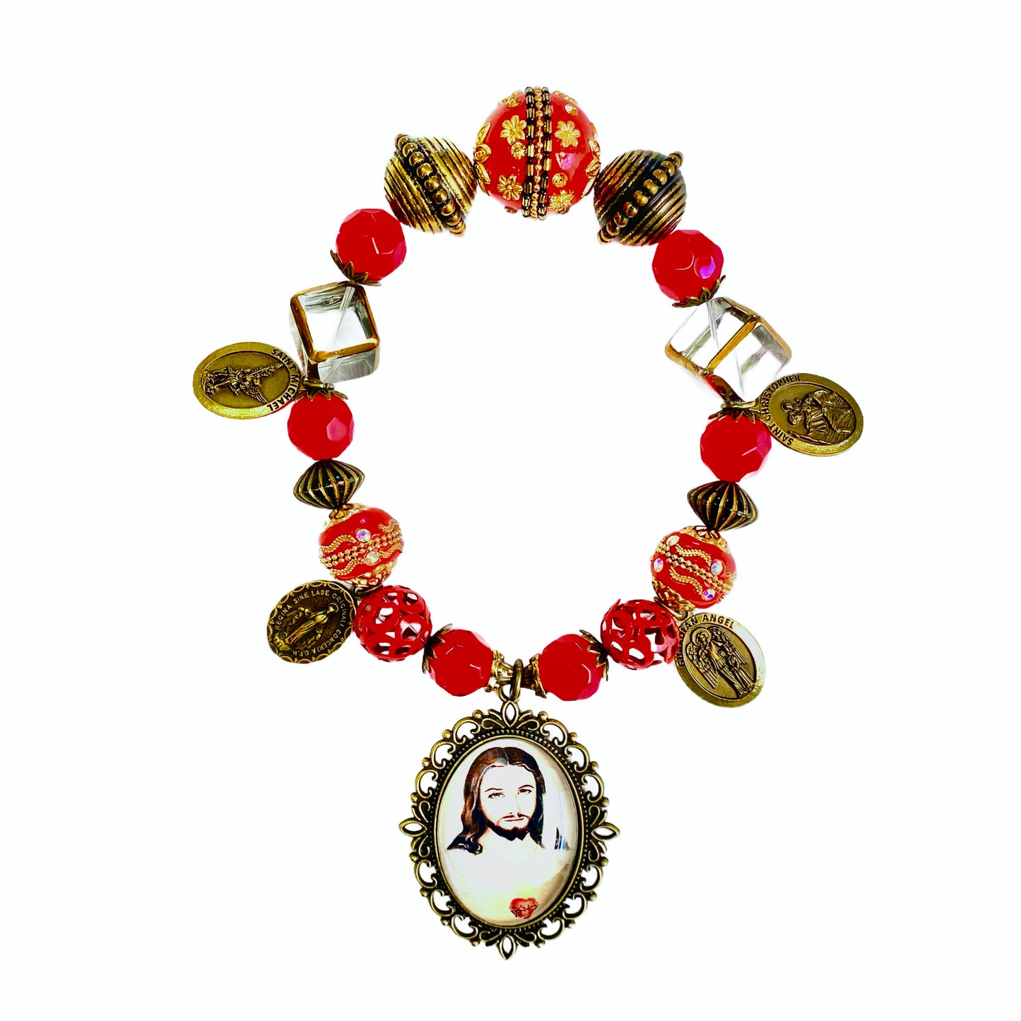 Sacred Heart of Jesus Door Blessing, Red & Bronze