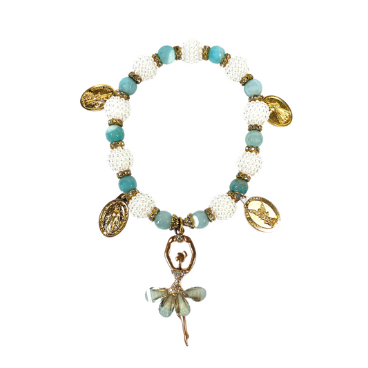 Ballerina Door Blessing, Aqua & Gold