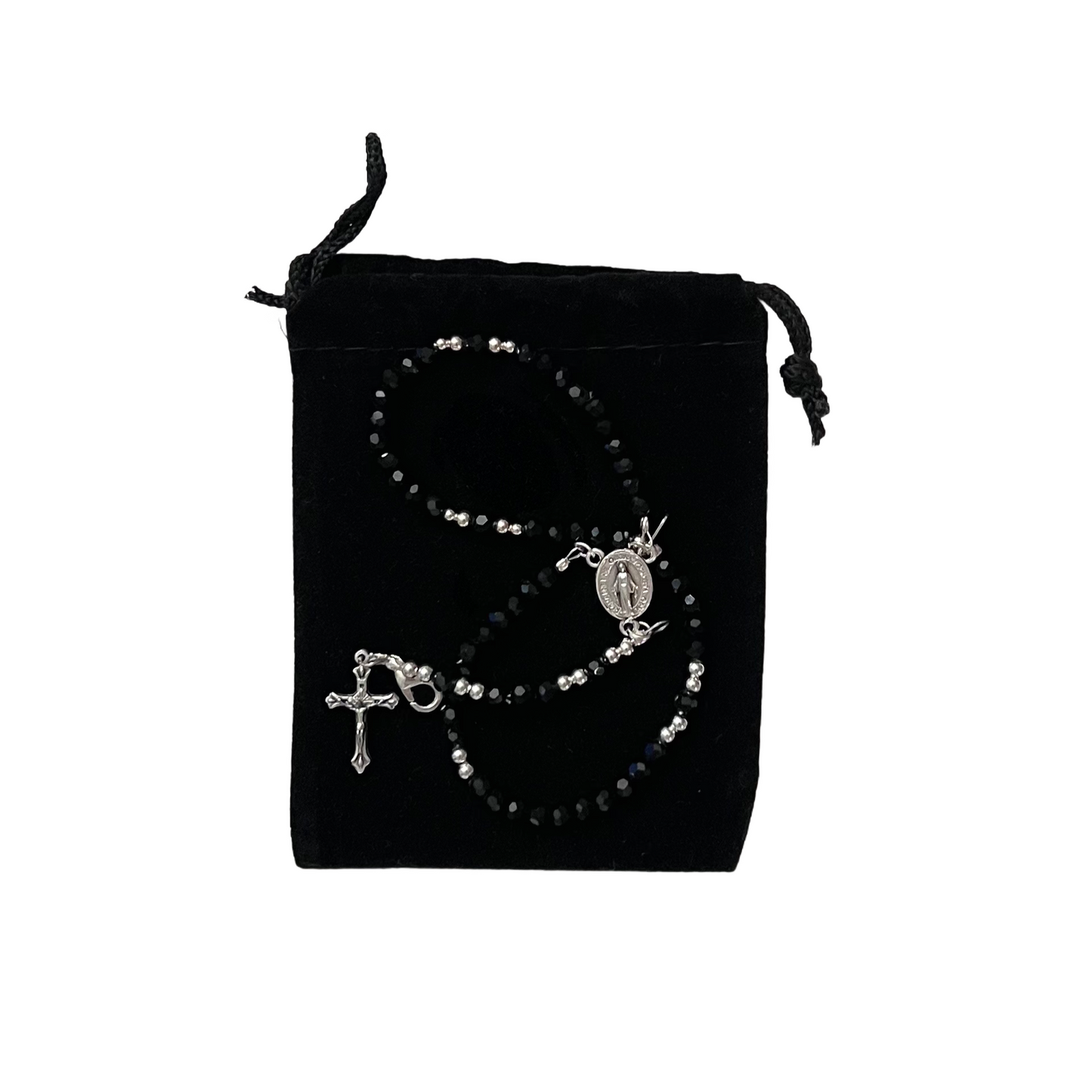 Miraculous Medal Rosary Bracelet, Black & Silver