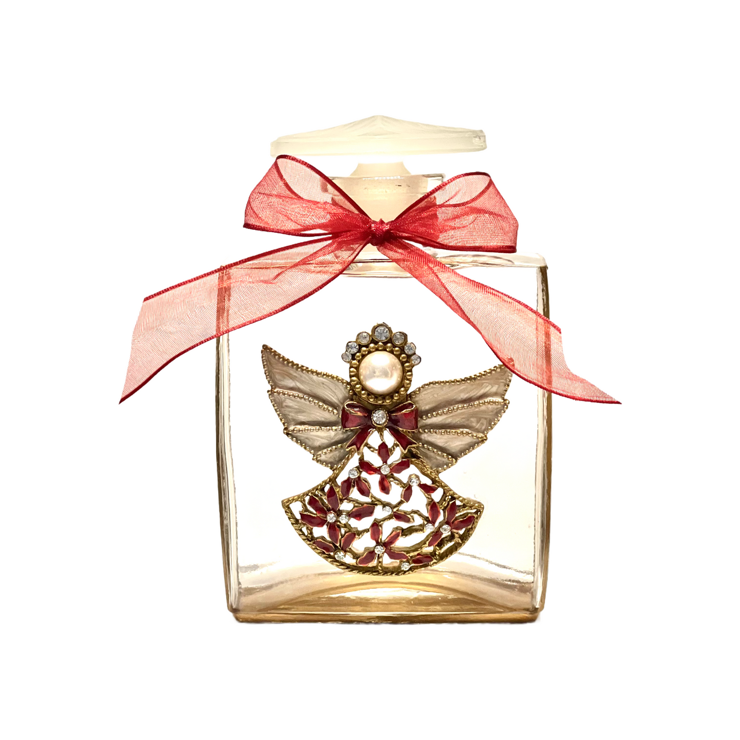 Angel Holy Water Bottle, Red & Gold Accents, Large