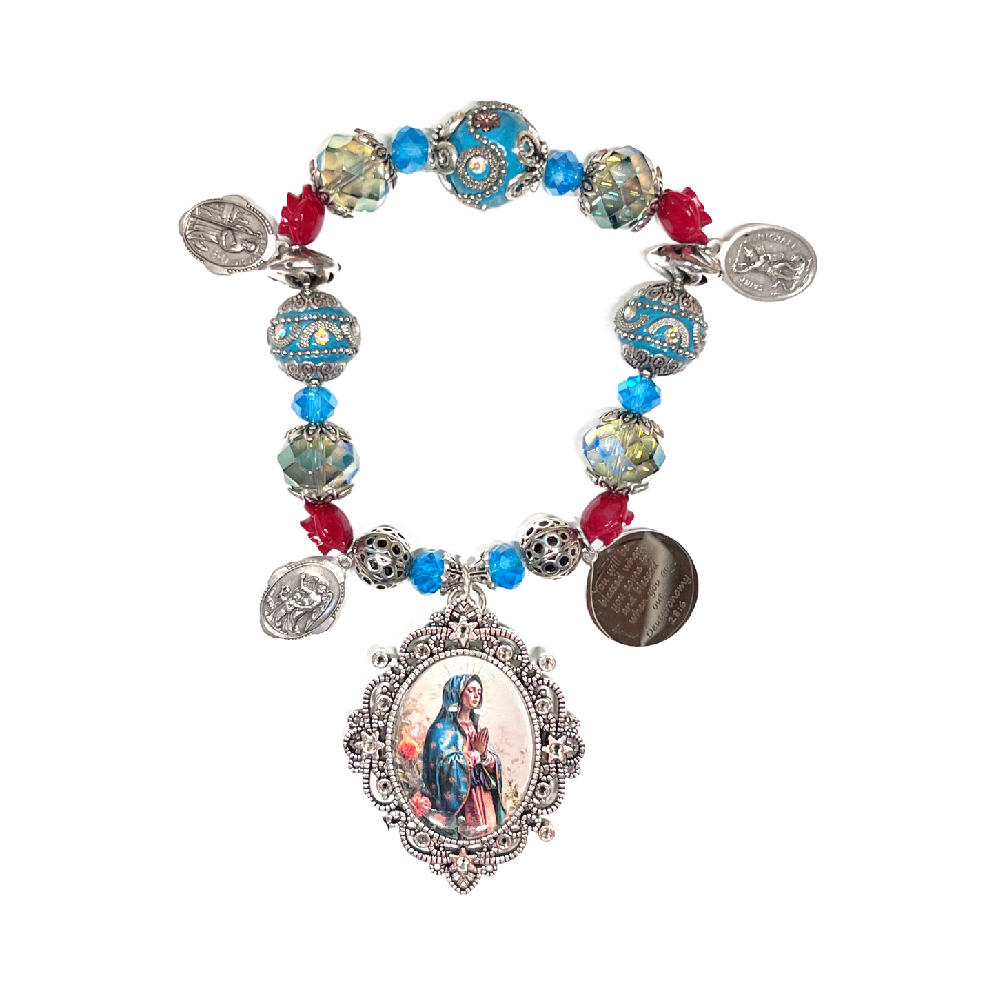 Our Lady of Guadalupe Door Blessing, Turquoise, Silver, Red