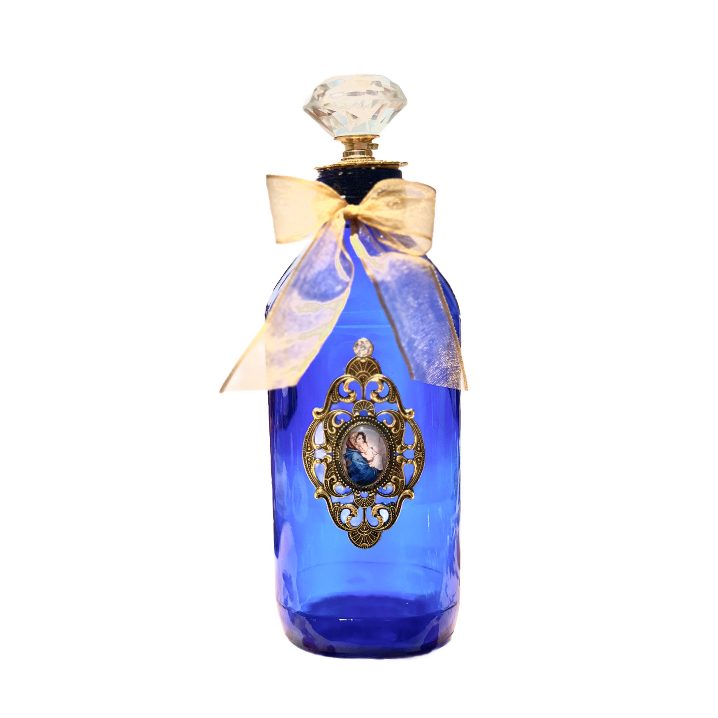 Madonna of the Streets Holy Water Bottle, Cobalt Blue, Gold, Ex Large