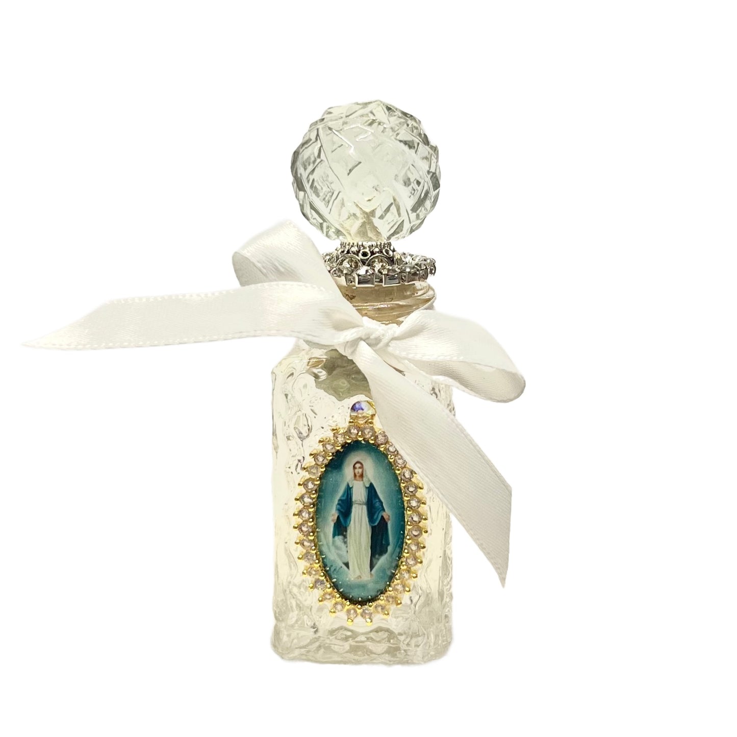 Our Lady of Guadalupe/Grace Holy Water Bottle, Crystal