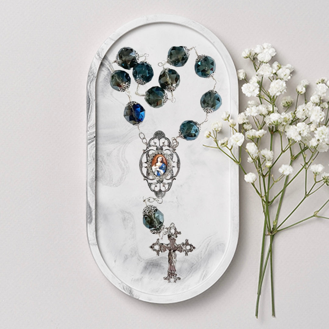 Assumption of Our Lady Table Rosary, One Decade, Large, Silver