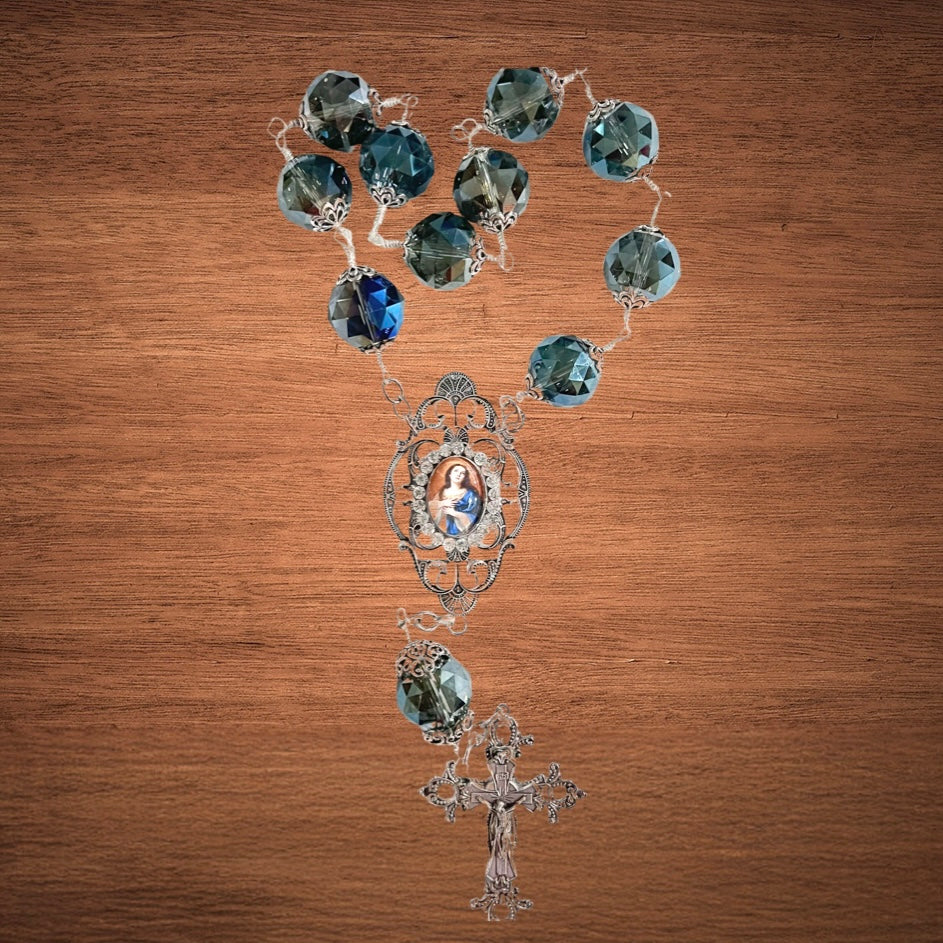 Assumption of Our Lady Table Rosary, One Decade, Large, Silver