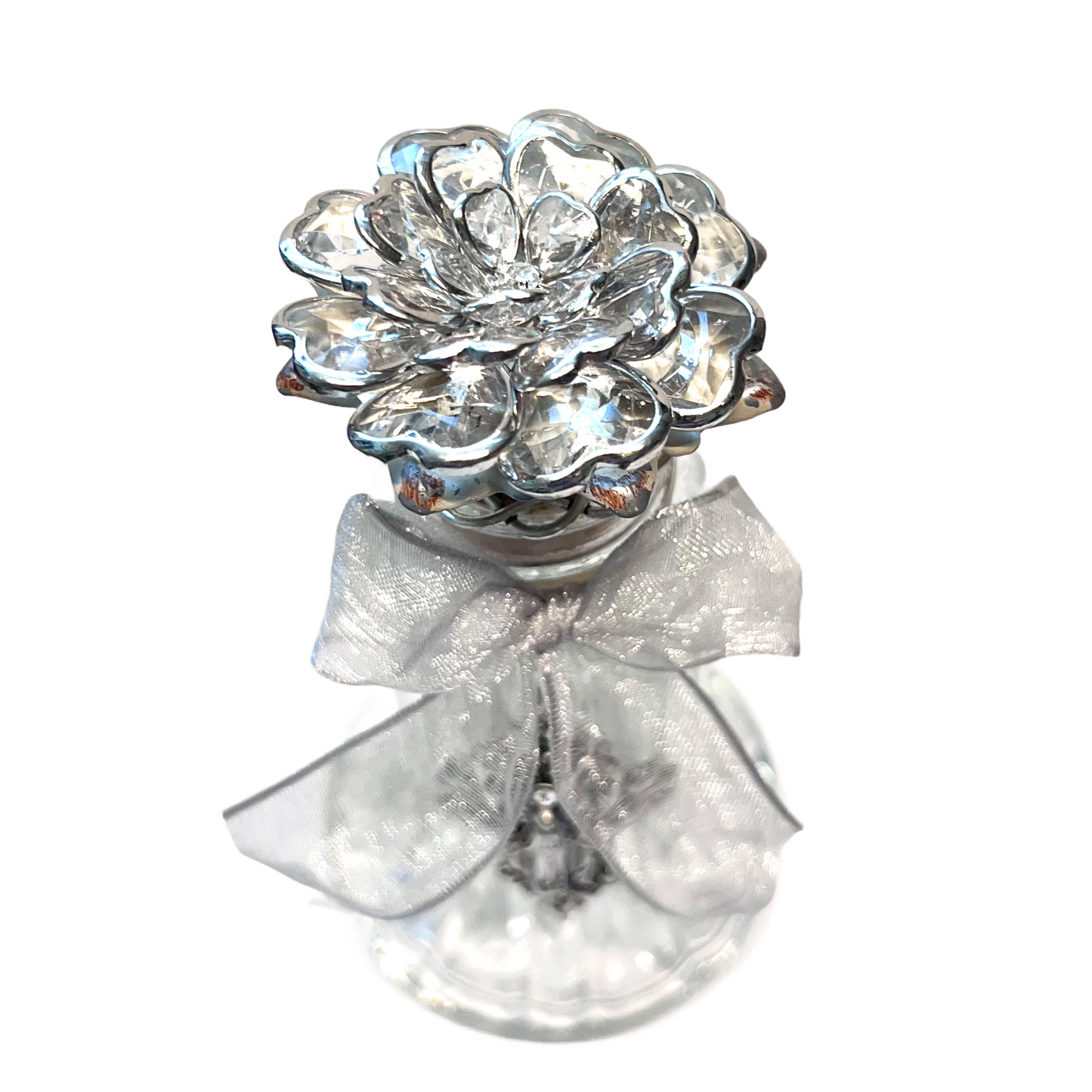 Our Lady of Grace Holy Water Bottle, Fleur de Lis, Silver