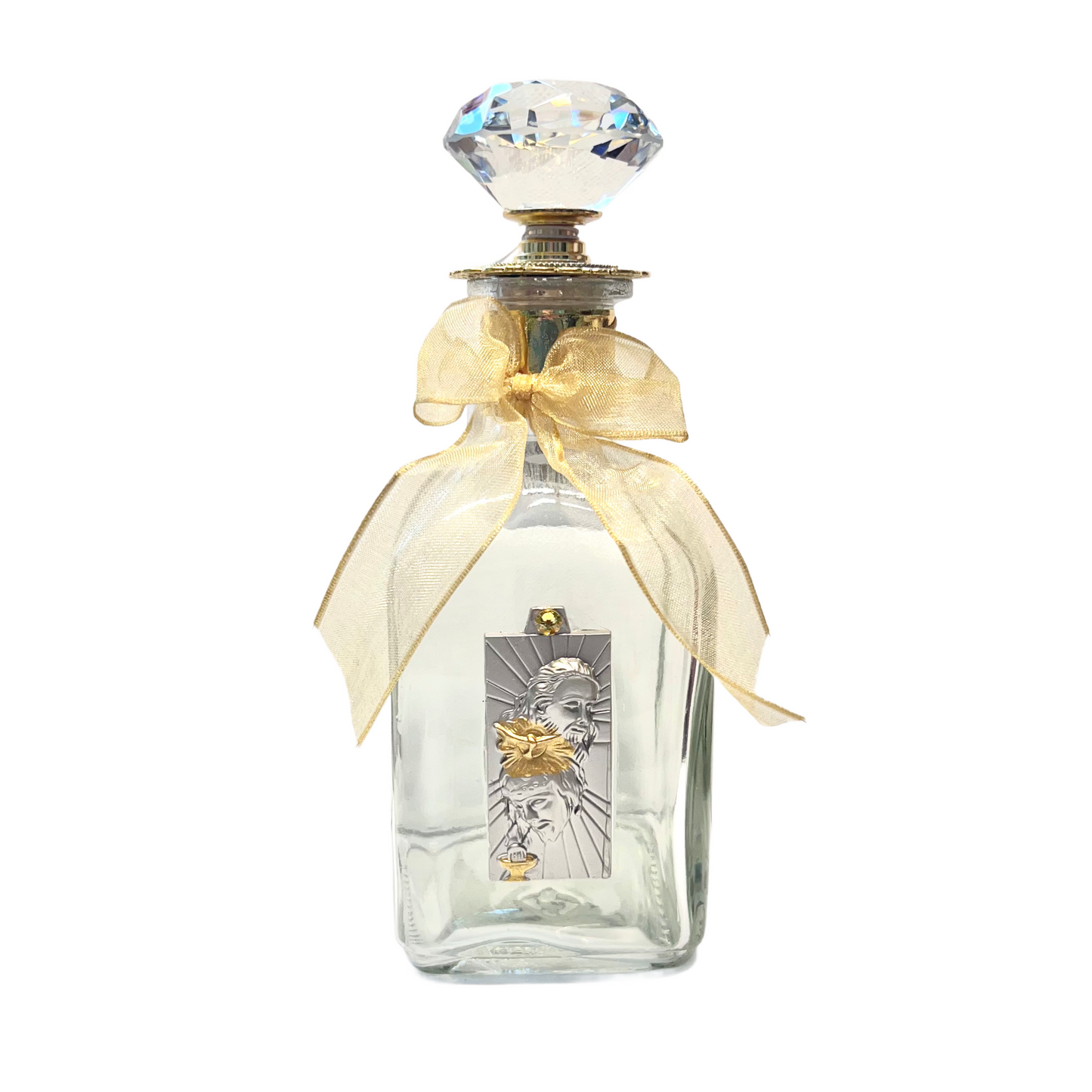 Blessed Trinity Holy Water Bottle, Silver & Gold