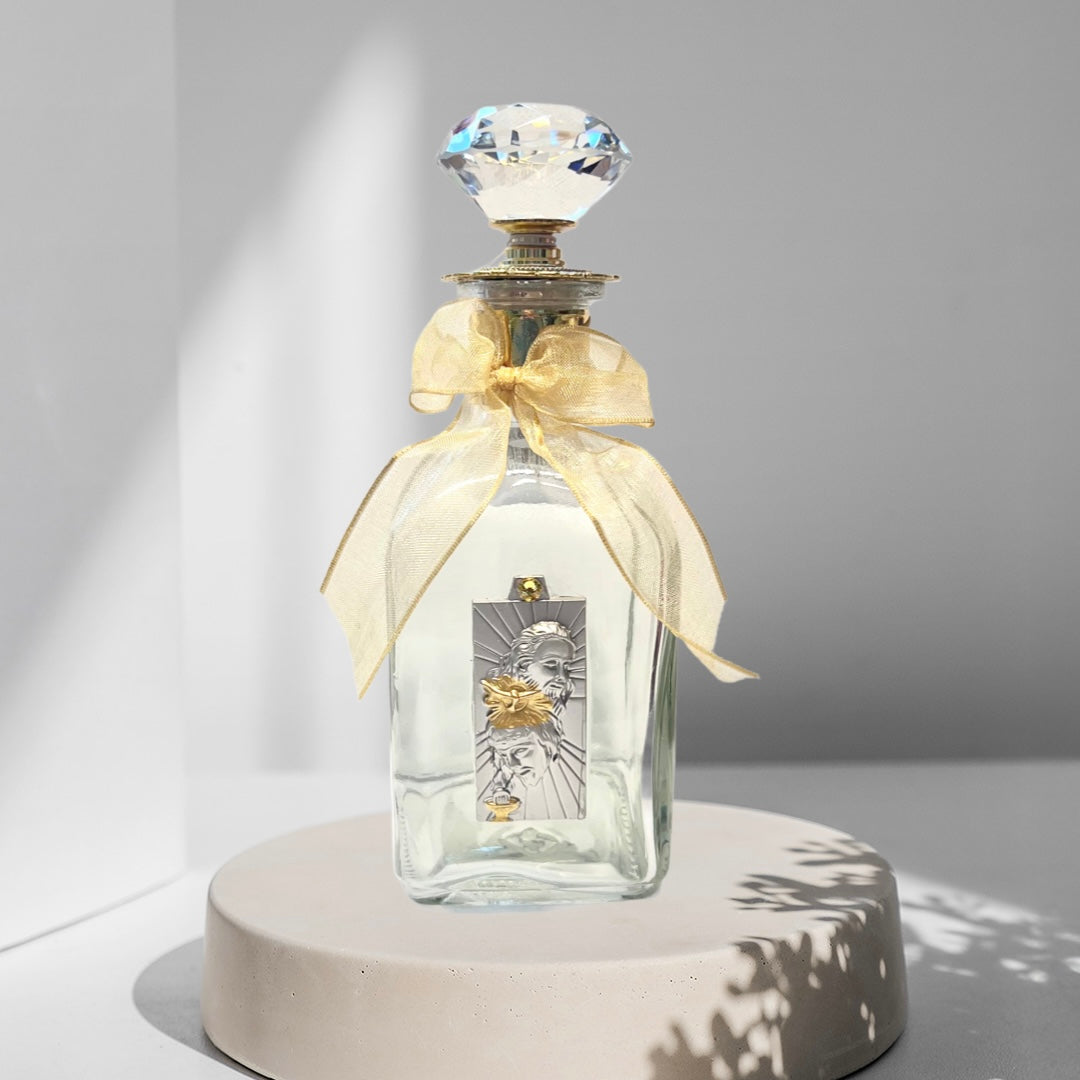 Blessed Trinity Holy Water Bottle, Silver & Gold