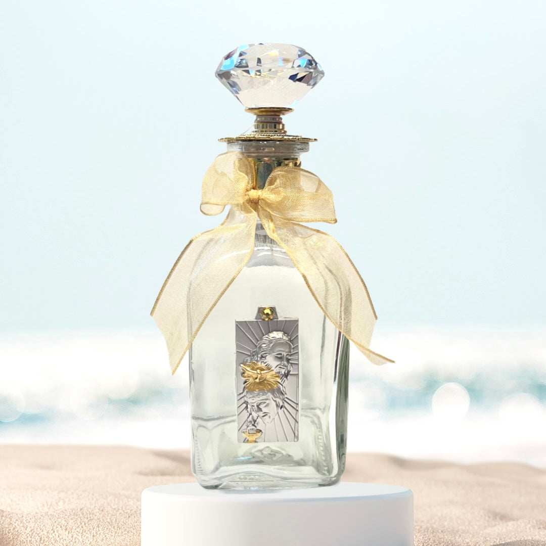 Blessed Trinity Holy Water Bottle, Silver & Gold