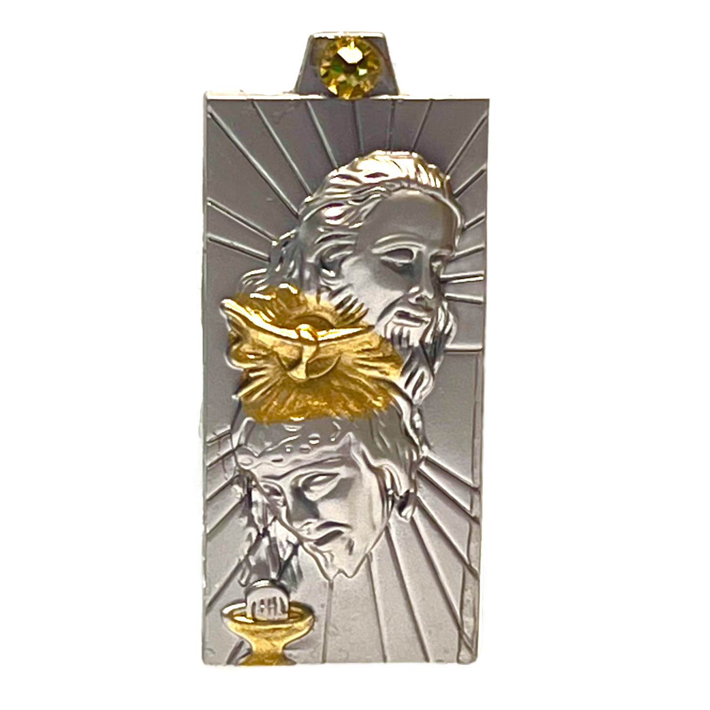 Blessed Trinity Holy Water Bottle, Silver & Gold