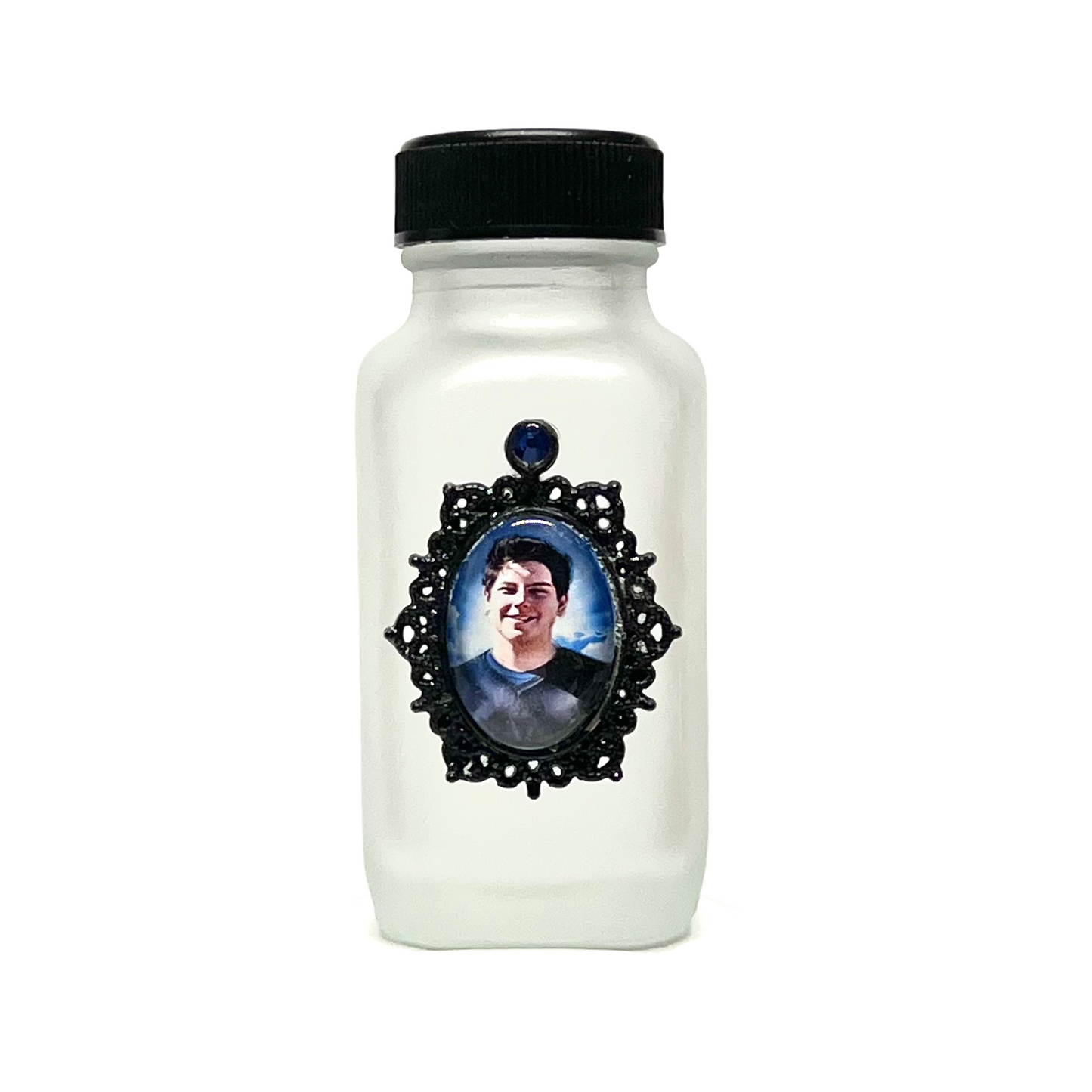 Saint Carlo Acutis Holy Water Bottle, Frost and Black