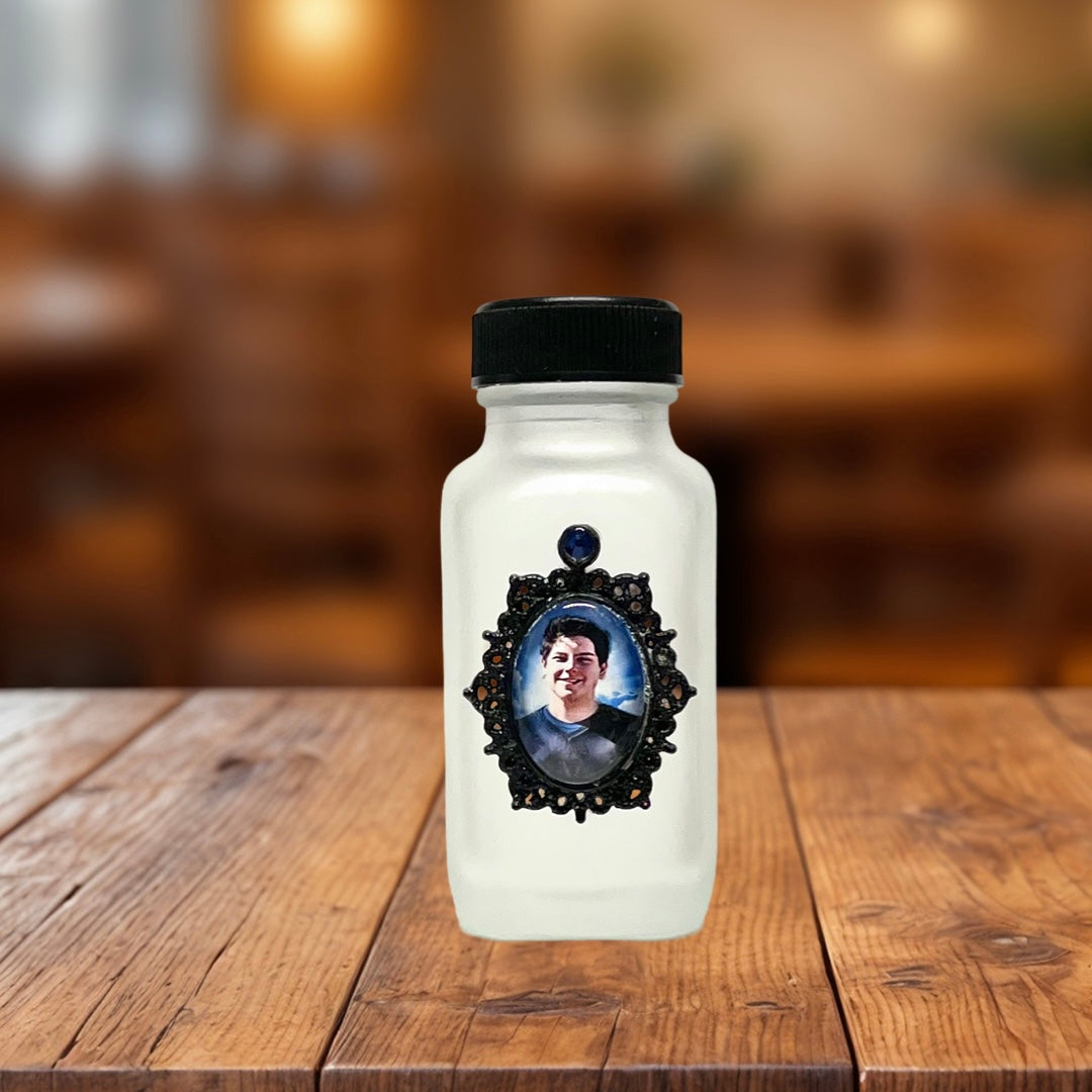 Saint Carlo Acutis Holy Water Bottle, Frost and Black