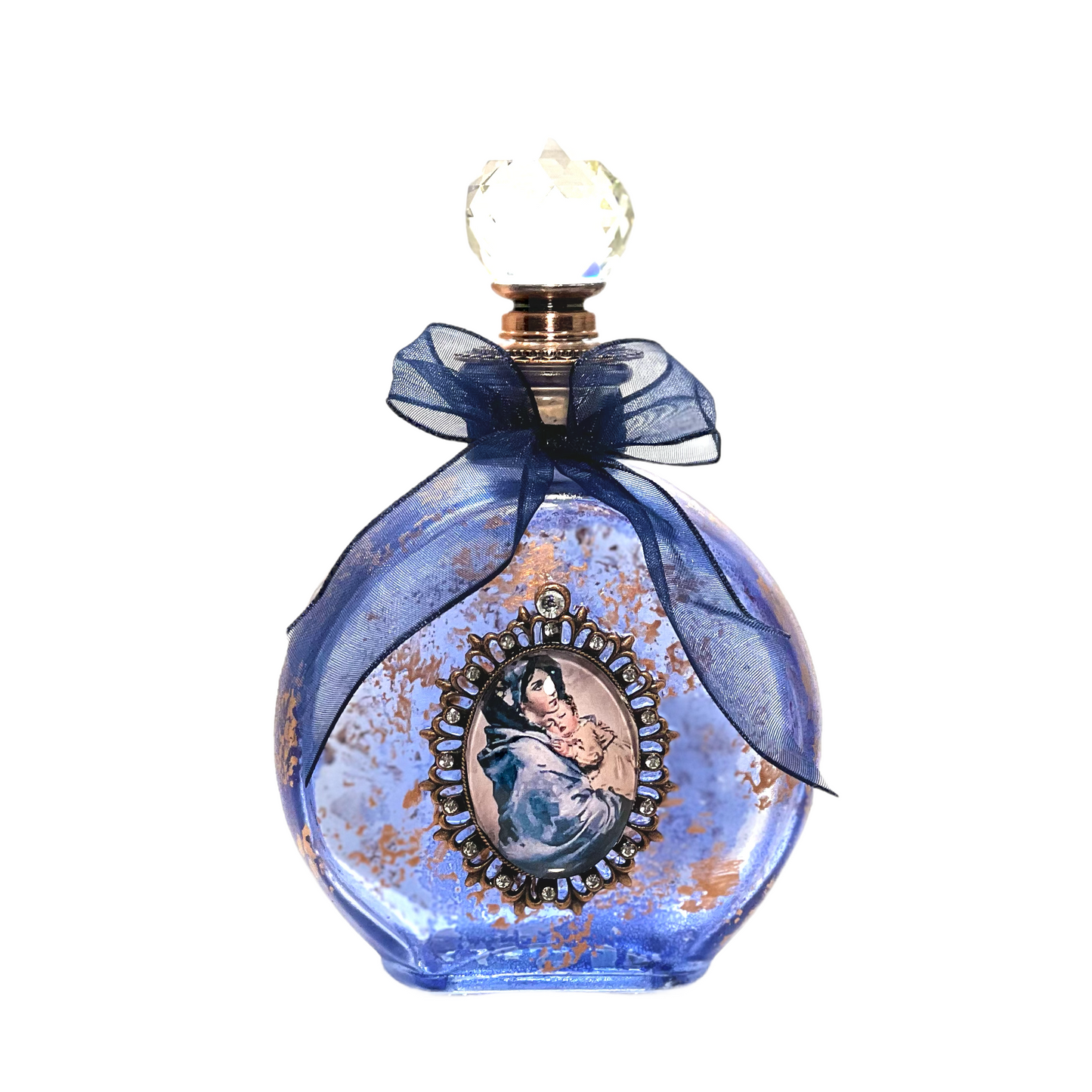 Madonna of the Streets Holy Water Bottle, Blue & Rose Gold, Large