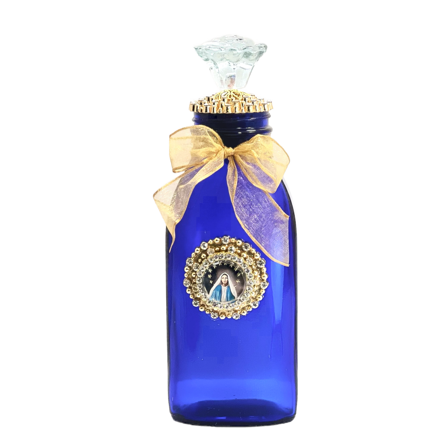 Our Lady of Grace Holy Water Bottle, Cobalt Blue, Extra Large