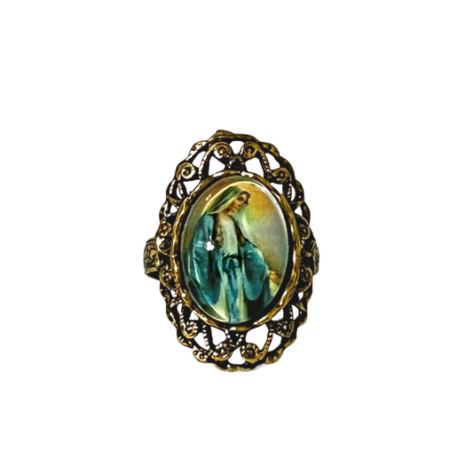 Our Lady of Grace Ring, Gold Finish, Round