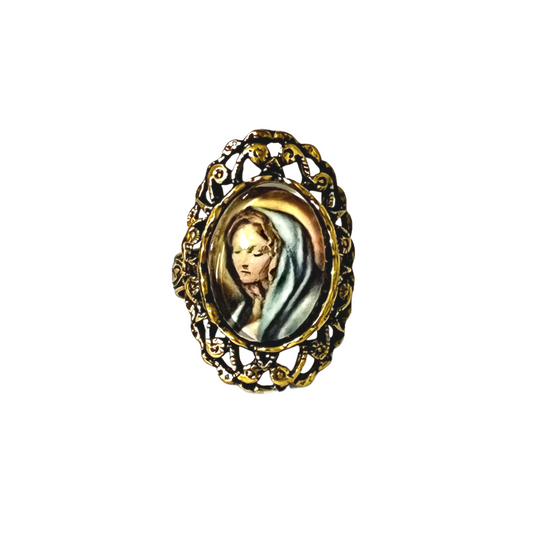 Our Lady of Sorrows Ring, Gold Finish, Oval