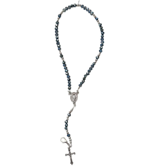 Miraculous Medal Rosary Bracelet, Silver & Blue