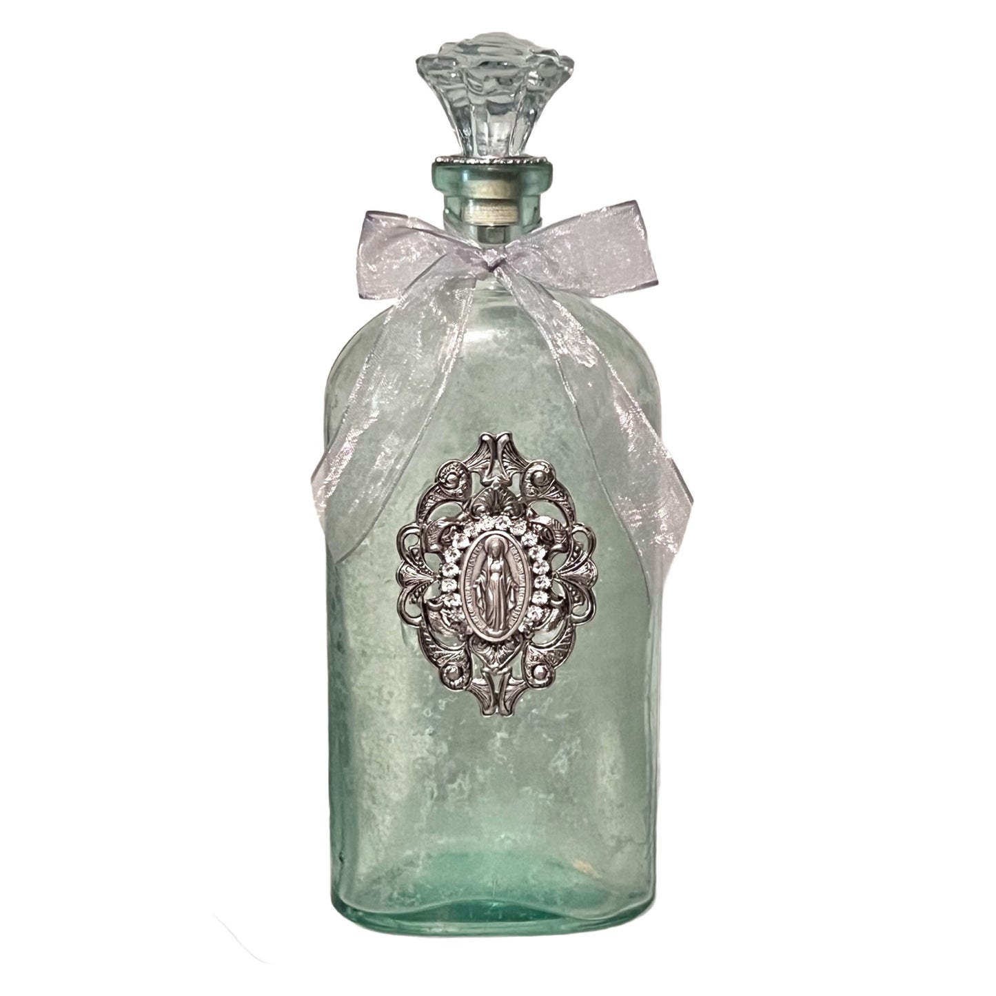 Miraculous Medal Holy Water Bottle, Apothecary, Silver & Crystal