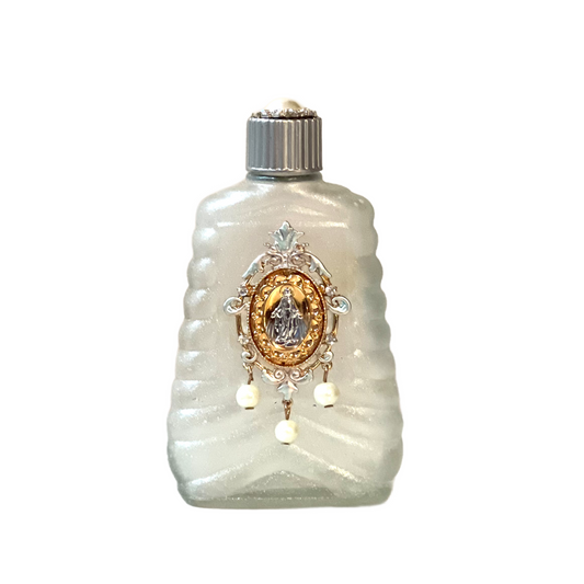 Miraculous Medal Holy Water Bottle, Silver and Rose Gold