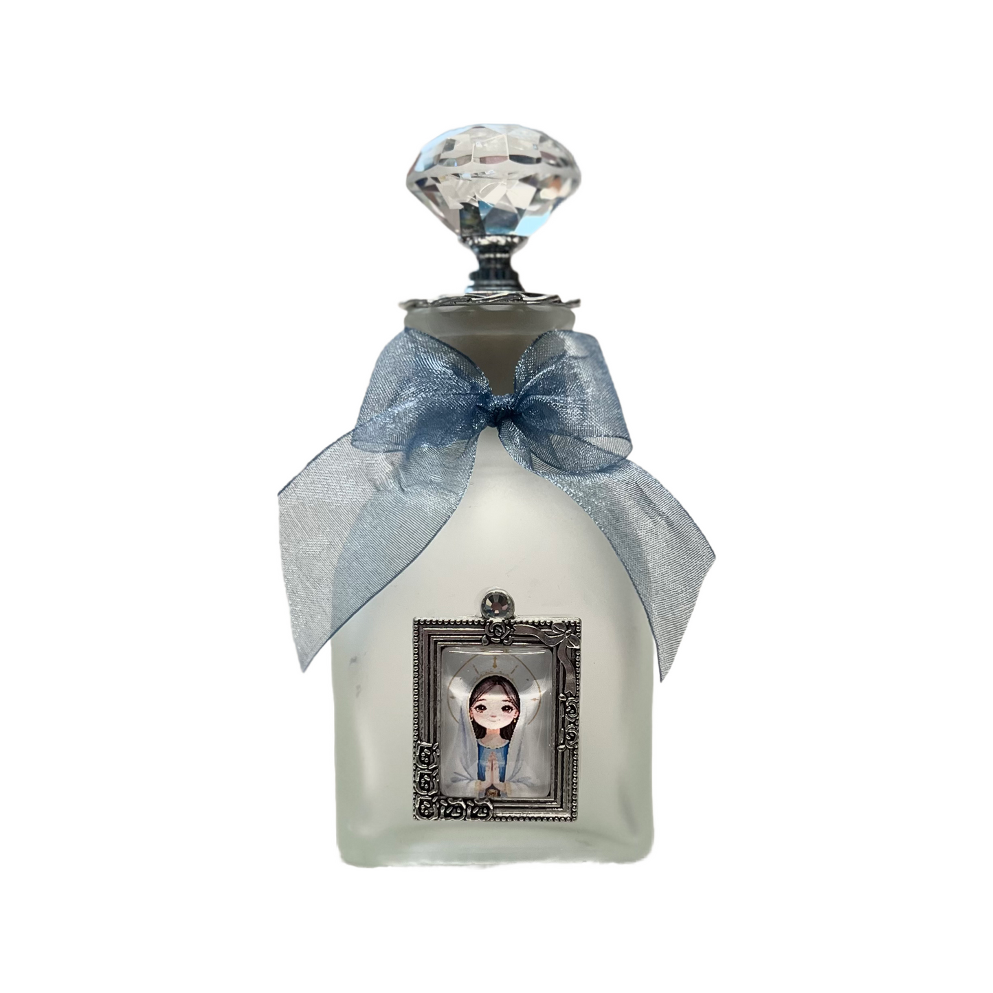 Virgin Mary Cartoon Holy Water Bottle, Frosted