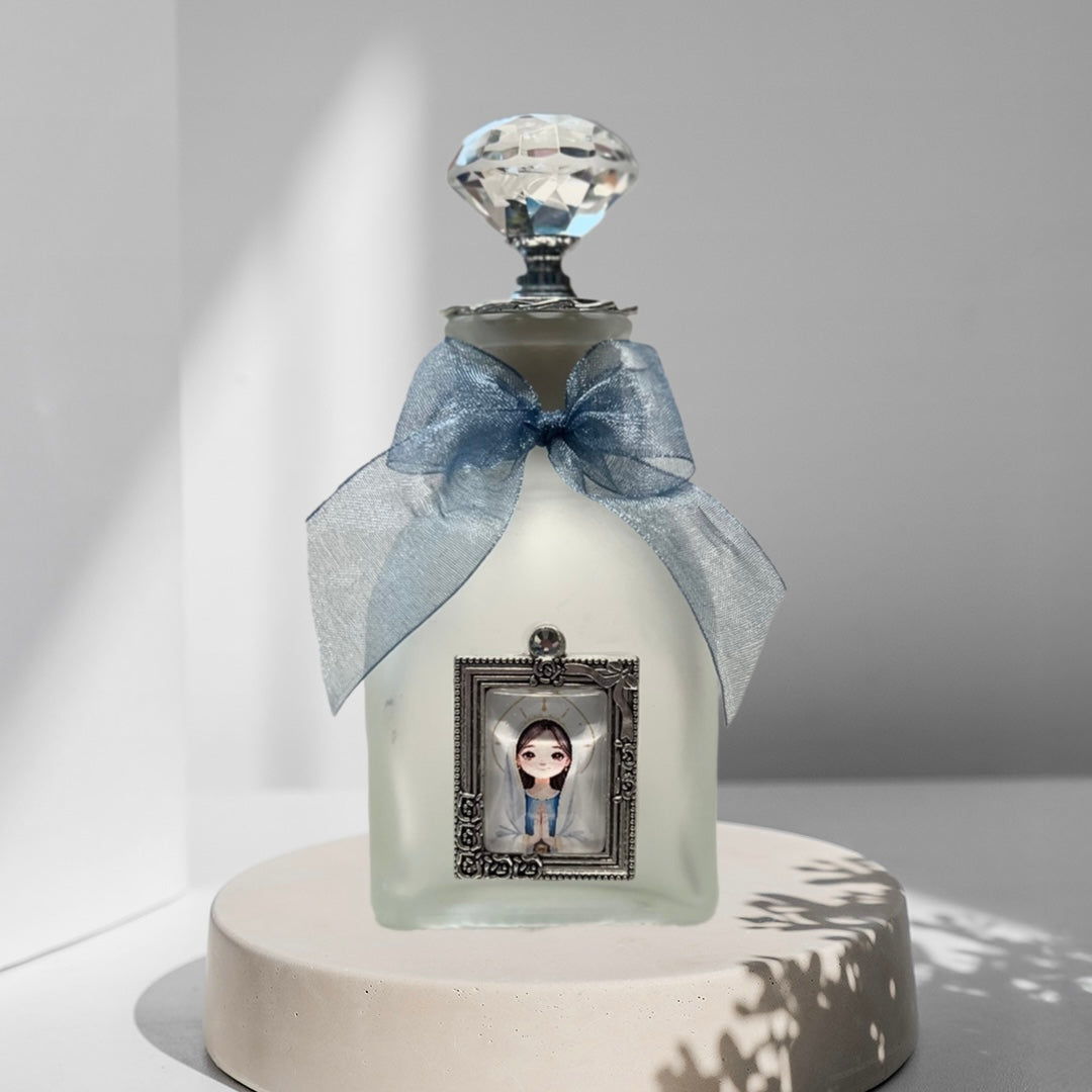 Virgin Mary Cartoon Holy Water Bottle, Frosted