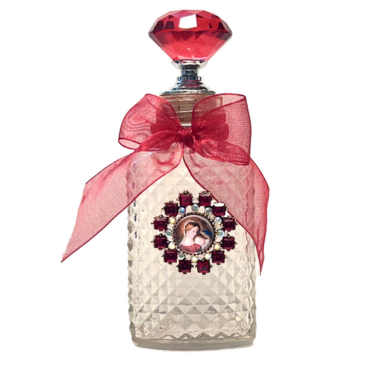 Madonna and Infant Jesus Holy Water Bottle, Knobbed Glass