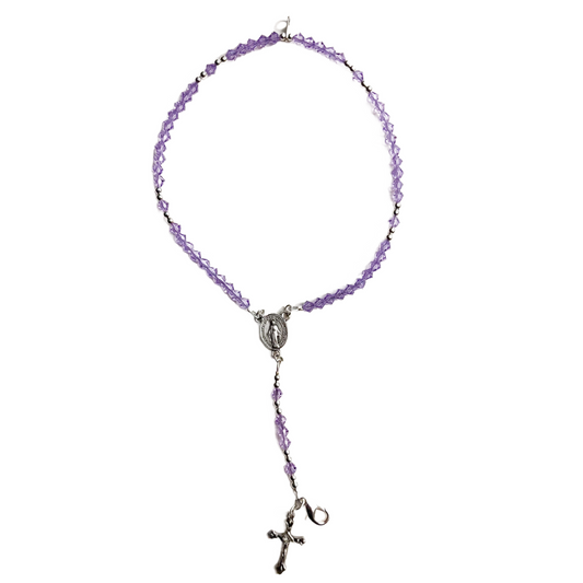 Miraculous Medal Rosary Bracelet, Silver, Violet Preciosa Czech Crystal